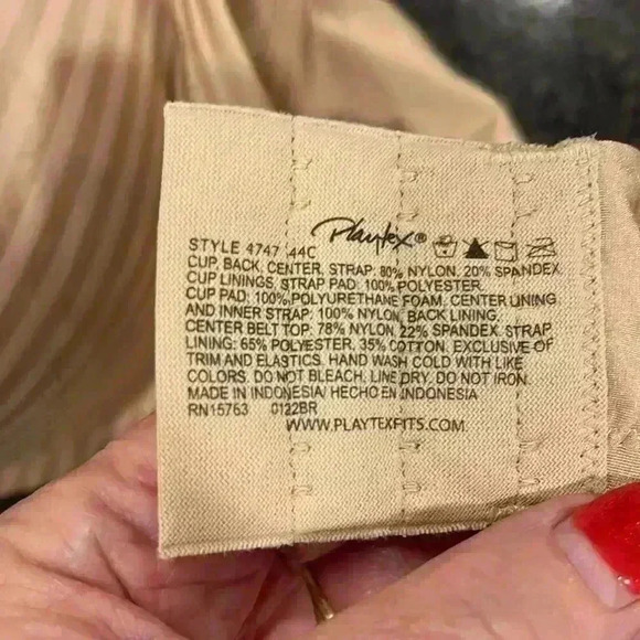 Playtex Womens Bra 44C Beige w/Gold Stripes Adj Straps Padding Underwire EUC - Picture 6 of 7